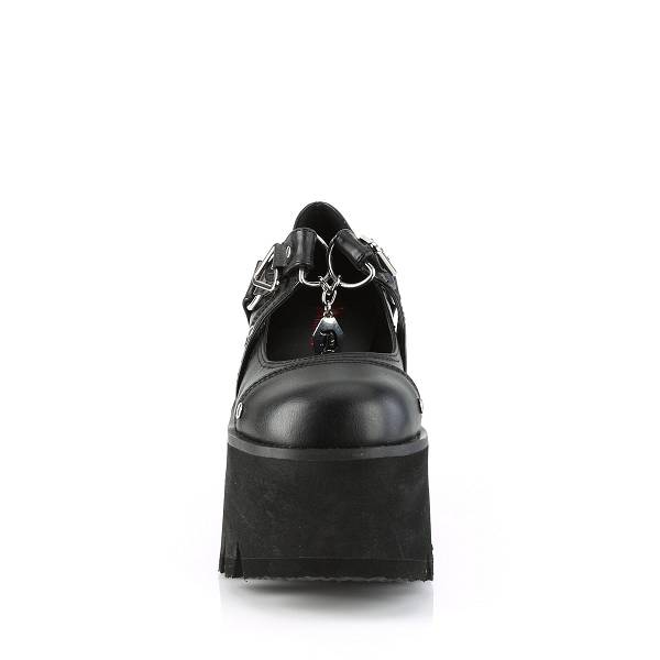 Buty Mary Jane Na Platformie Demonia Ashes-33 Damskie - Czarne PL7965-240